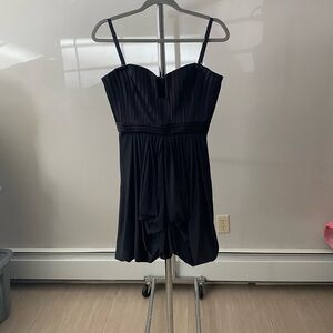 BCBGMaxAzria Black Pleated Strapless-Style Cocktail Dress
